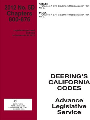 cover image of California Deering's Advance Legislative Service